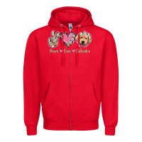 Red Peace Love Labrador Zipper Hoodie - Jasminsmagicworld