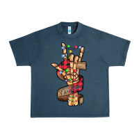 Midnight Navy merry christmas skeleton hand Urban Heavy Tee - CowhideDigitalArt