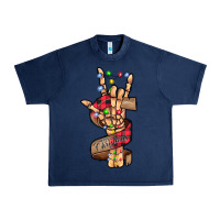 Navy merry christmas skeleton hand Urban Heavy Tee - CowhideDigitalArt