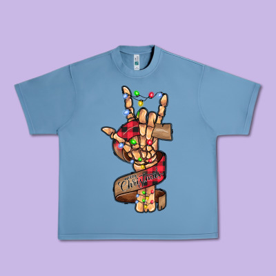 Merry Christmas Skeleton Hand Urban Heavy Tee Designed By Cowhidedigitalart