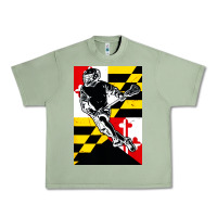 Oil Green lacrosse player maryland flag lax lacrosse stick retro Urban Heavy Tee - linhVisuals