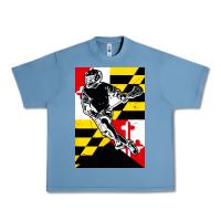 Pebble Blue lacrosse player maryland flag lax lacrosse stick retro Urban Heavy Tee - linhVisuals