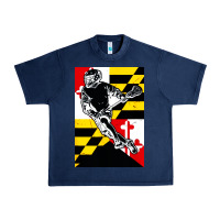 Navy lacrosse player maryland flag lax lacrosse stick retro Urban Heavy Tee - linhVisuals