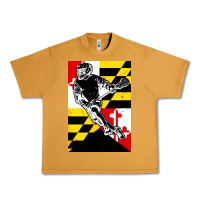 Peanut Butter lacrosse player maryland flag lax lacrosse stick retro Urban Heavy Tee - linhVisuals