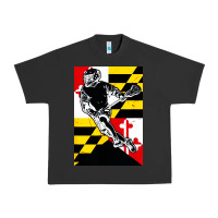 Pigment Black lacrosse player maryland flag lax lacrosse stick retro Urban Heavy Tee - linhVisuals