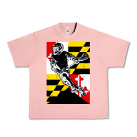 Salmon lacrosse player maryland flag lax lacrosse stick retro Urban Heavy Tee - linhVisuals