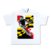 White lacrosse player maryland flag lax lacrosse stick retro Urban Heavy Tee - linhVisuals