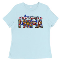 Baby Blue American mama Ladies Tee - CowhideDigitalArt