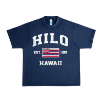 Navy hilo hawaii hi vintage state athletic style t shirt Urban Heavy Tee - linhVisuals