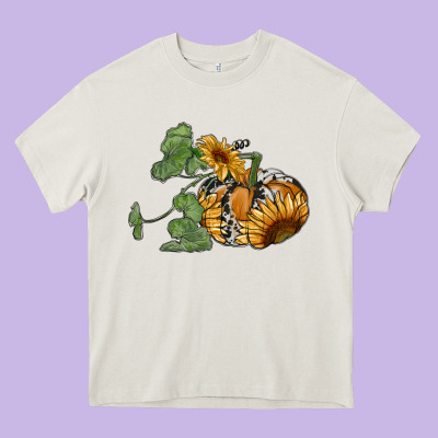 Sunflower Pumpkin Heavy Core Tee Designed By Ranaportraitstore