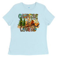 Baby Blue Campfire Legend Ladies Tee - CowhideDigitalArt