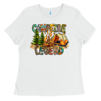White Campfire Legend Ladies Tee - CowhideDigitalArt