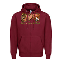 Burgundy Peace Love Jack Russel Zipper Hoodie - Jasminsmagicworld