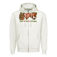Oatmeal Heather Peace Love Jack Russel Zipper Hoodie - Jasminsmagicworld