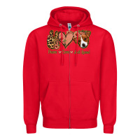 Red Peace Love Jack Russel Zipper Hoodie - Jasminsmagicworld