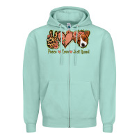 Seafoam Peace Love Jack Russel Zipper Hoodie - Jasminsmagicworld