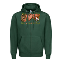 Sports Green Peace Love Jack Russel Zipper Hoodie - Jasminsmagicworld