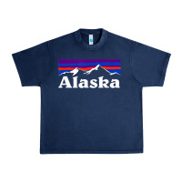 Navy alaska retro vintage mountains & outdoors wilderness state Urban Heavy Tee - linhVisuals