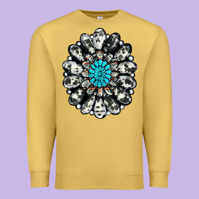 Cowhide Aztec Gemstone Premium Sweatshirt Designed By Ranaportraitstore