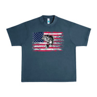Midnight Navy bass fishing distressed american flag essential Urban Heavy Tee - linhVisuals
