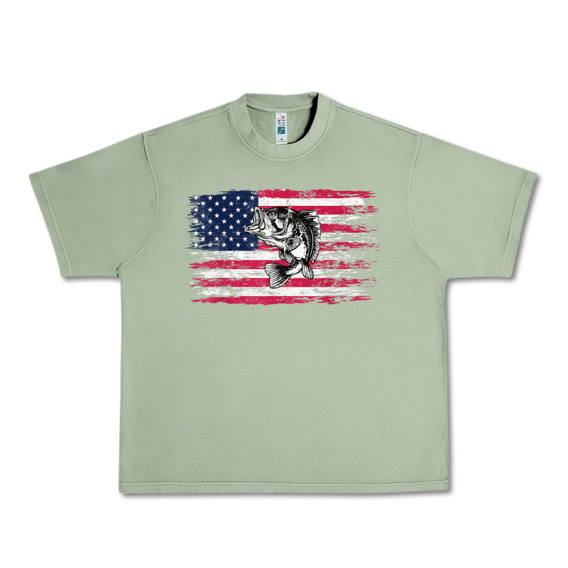 Bass Fishing Distressed American Flag Essential Urban Heavy Tee by linhVisuals | Teevron