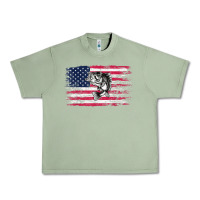Oil Green bass fishing distressed american flag essential Urban Heavy Tee - linhVisuals