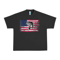 Pigment Black bass fishing distressed american flag essential Urban Heavy Tee - linhVisuals