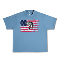 Pebble Blue bass fishing distressed american flag essential Urban Heavy Tee - linhVisuals