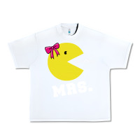 White Mrs Pacman Urban Heavy Tee - linhVisuals