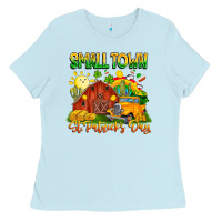 Baby Blue Small Town St Patrick's Day Ladies Tee - CowhideDigitalArt