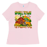 Bubblegum Pink Small Town St Patrick's Day Ladies Tee - CowhideDigitalArt