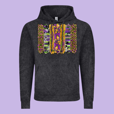 Mardi Gras Fleur De Lis Cowhide Serape Leopard Glitter Brushstrokes Vintage Hoodie Designed By Artiststas