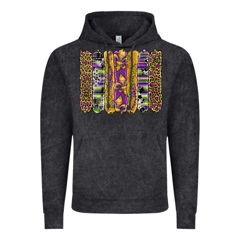 Mardi Gras Fleur De Lis Cowhide Serape Leopard Glitter Brushstrokes Vintage Hoodie by Artiststas | Teevron