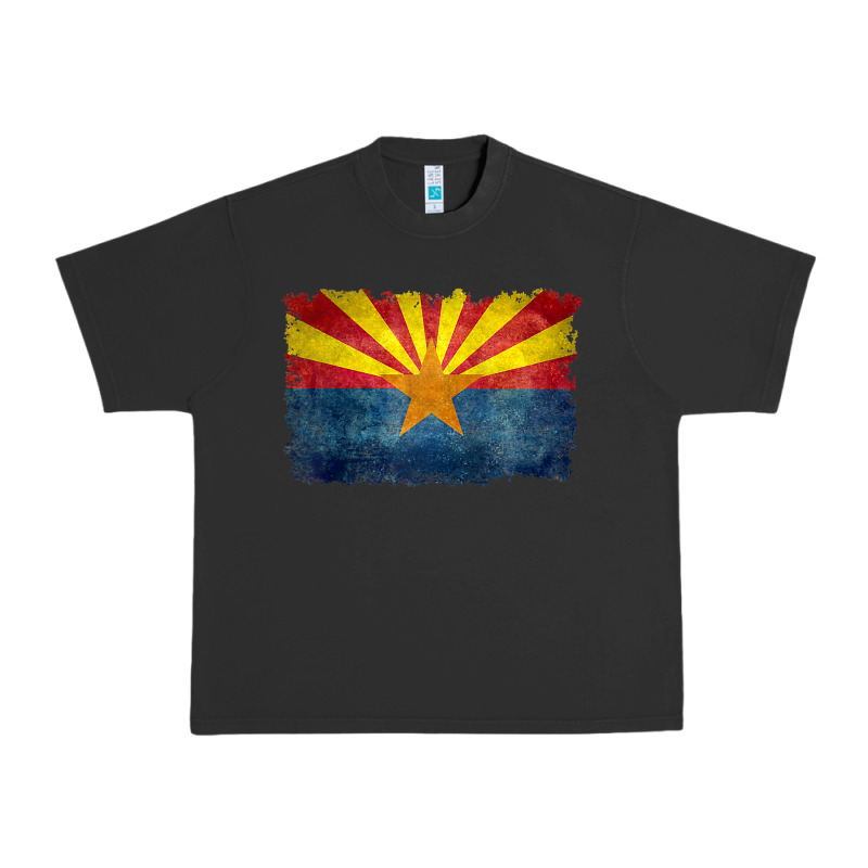 Arizona Flag In Grungy Style Raglan Baseball Tee Urban Heavy Tee by linhVisuals | Teevron
