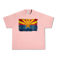 Salmon arizona flag in grungy style raglan baseball tee Urban Heavy Tee - linhVisuals