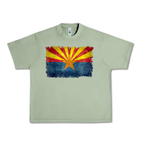 Oil Green arizona flag in grungy style raglan baseball tee Urban Heavy Tee - linhVisuals