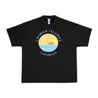 Black cayman islands retro colorful ocean sunset palm tree novelty Urban Heavy Tee - linhVisuals