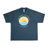 Midnight Navy cayman islands retro colorful ocean sunset palm tree novelty Urban Heavy Tee - linhVisuals