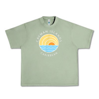 Oil Green cayman islands retro colorful ocean sunset palm tree novelty Urban Heavy Tee - linhVisuals
