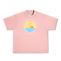 Salmon cayman islands retro colorful ocean sunset palm tree novelty Urban Heavy Tee - linhVisuals