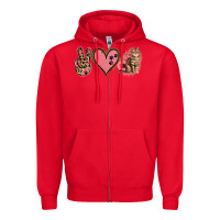 Red Peace Love Cats Zipper Hoodie - Jasminsmagicworld