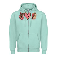 Seafoam Peace Love Cats Zipper Hoodie - Jasminsmagicworld