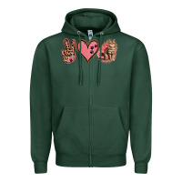 Sports Green Peace Love Cats Zipper Hoodie - Jasminsmagicworld