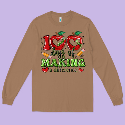 100 Days Of Making A Difference Long Sleeve Tee Designed By Artiststas
