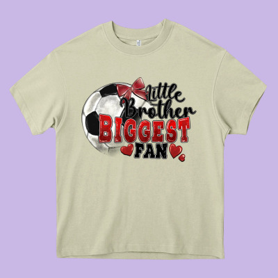 Little Brother Biggest Fan Soccer Heavy Core Tee Designed By Fadigitalartstudio