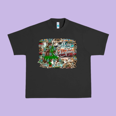 Merry Christmas Tree Western Urban Heavy Tee Designed By Cowhidedigitalart