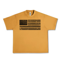 Peanut Butter black american flag distressed effect minimalist premium Urban Heavy Tee - linhVisuals