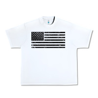 Black American Flag Distressed Effect Minimalist Premium Urban Heavy Tee | Teevron