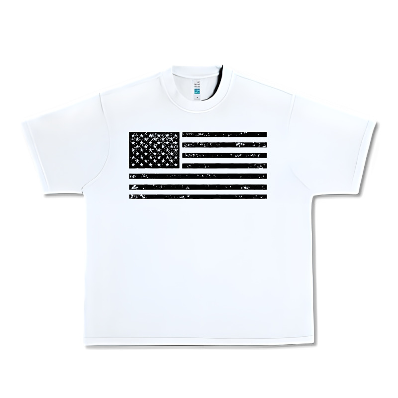 Black American Flag Distressed Effect Minimalist Premium Urban Heavy Tee by linhVisuals | Teevron
