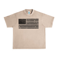 French Oak black american flag distressed effect minimalist premium Urban Heavy Tee - linhVisuals